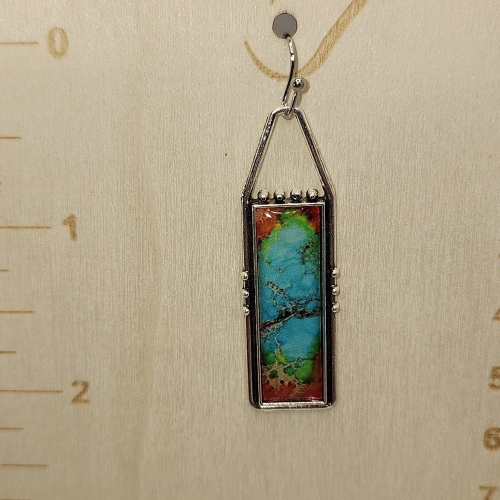 Colorful Rectangular Boho‎ Earrings - Picture 5 of 6